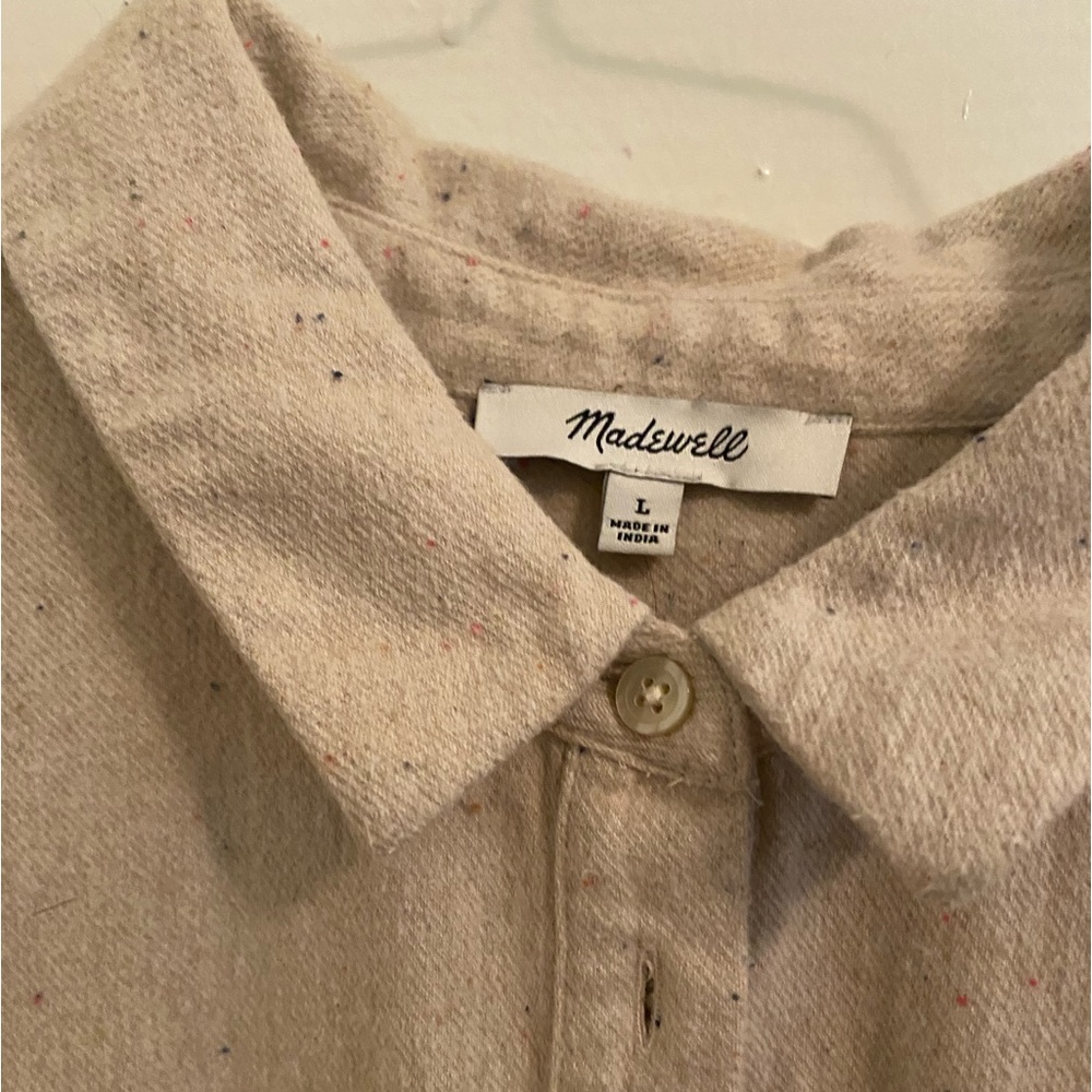 Madewell Sunday Shirt Flannel Shacket in Beige Speckle